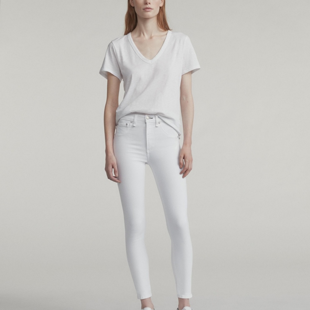 Rag and Bone skinny ankle length white jean.
